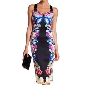 Ted Baker Multicolor Floral Midi Dress SIZE 2